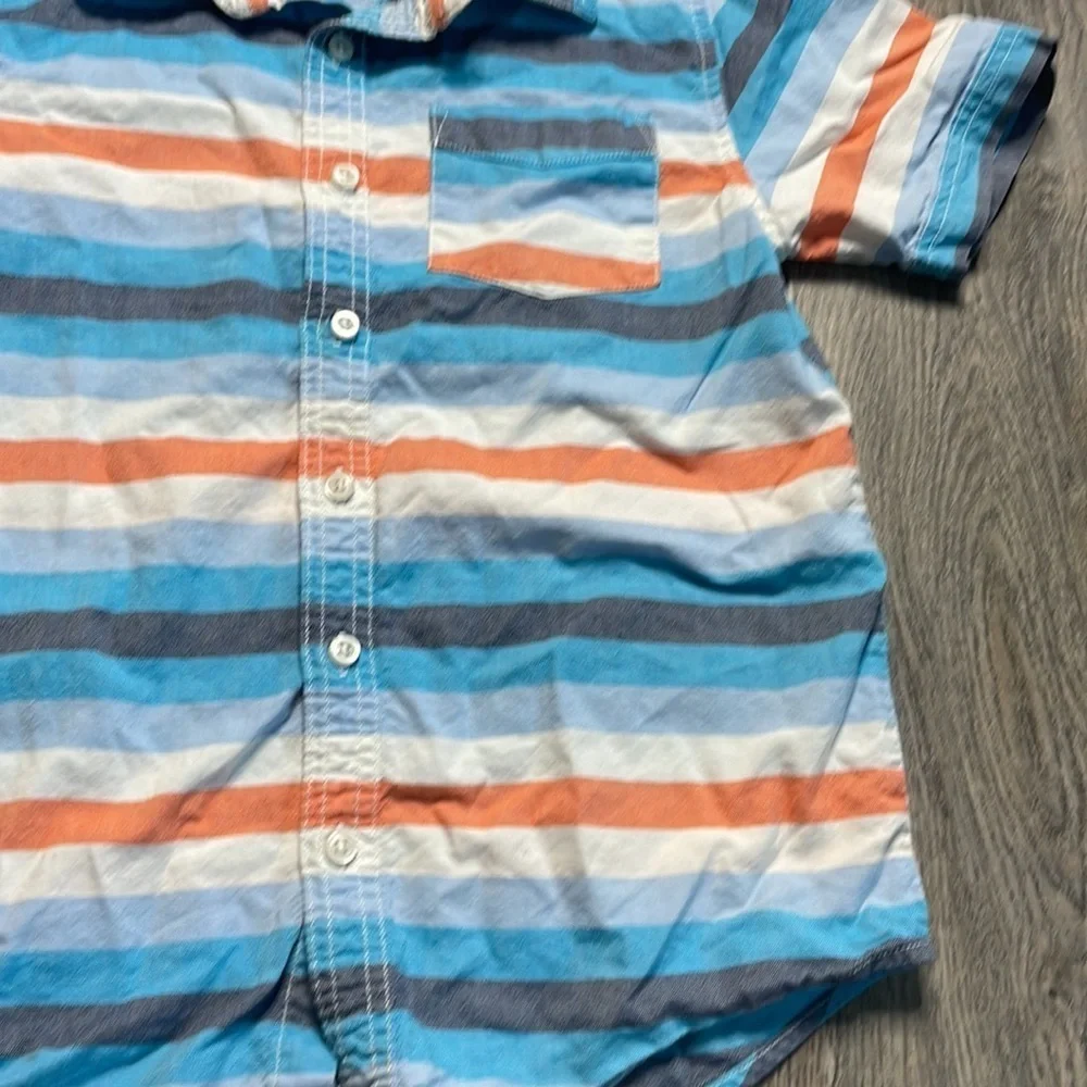 Crazy 8 Boys Striped Blue Orange White Button Down Shirt, size Large 10/12 - Picture 4 of 5